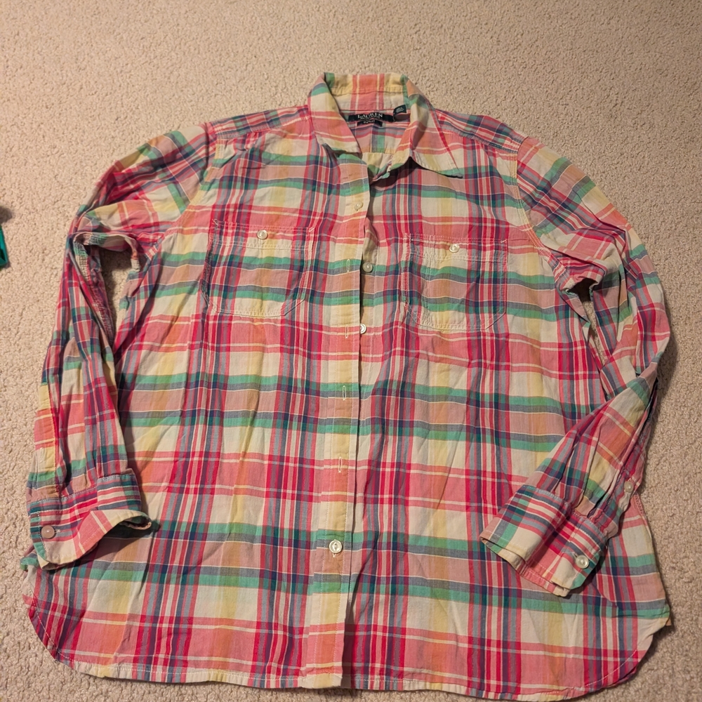 Lauren Ralph Lauren Women's Multicolor Plaid Button Down Shirt
